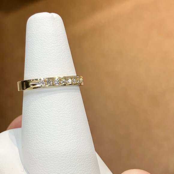 Gold Channel Set Quarter Carat Natural Diamond Ring - Picture 2 of 5